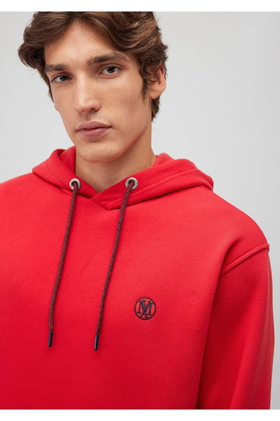 Mavi Logo Nakışlı Kapüşonlu Kırmızı Sweatshirt 065809-82054 - Resim 4