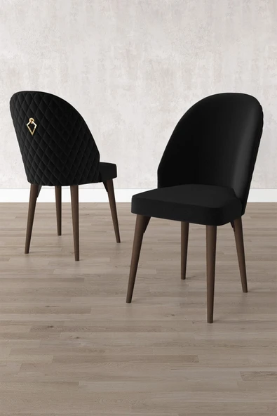 Milas Barok Desen 80x132 Açılabilir Mdf Masa Yemek Odası Takımı, Mutfak Takımı 4 Adet Sandalye Siyah - 3