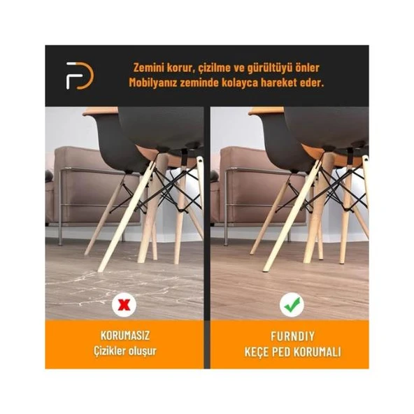 Furndiy Kendinden Yapışkanlı Yuvarlak Keçe 15 mm Siyah 78 Parça - 4