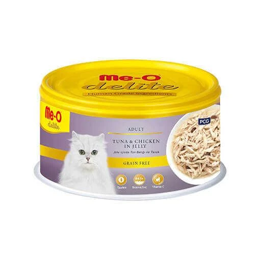Me-O Delite Jöle İçinde Ton & Tavuklu Tahılsız Kedi Konserve 80 Gr - 1