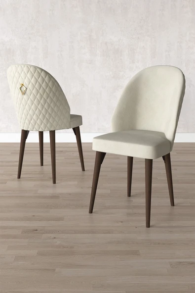 Milas Barok Desen 80x132 Açılabilir Mdf Masa Yemek Odası Takımı, Mutfak Takımı 6 Adet Sandalye Krem - 3