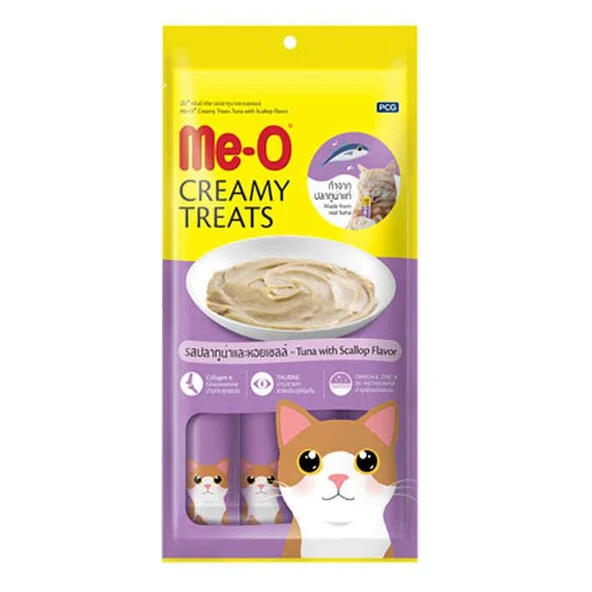 Me-O Creamy Treats Ton Balığı ve Deniz Taraklı Likit Kedi Ödülü 60 gr ürün görseli 1