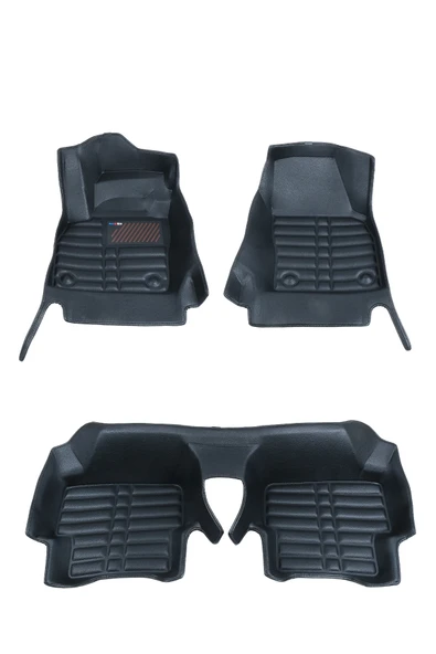 5D Dikişsiz (press) Deri Havuzlu Paspas Siyah Renault Volkswagen Taigo 2021-2025 ile uyumlu - 4