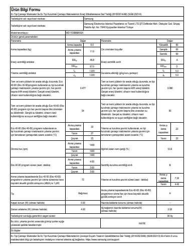 Samsung WD11DB8B85GHAH 11 KG Yıkama + 6 KG Kurutmalı Çamaşır Makinesi Beyaz - Resim 5