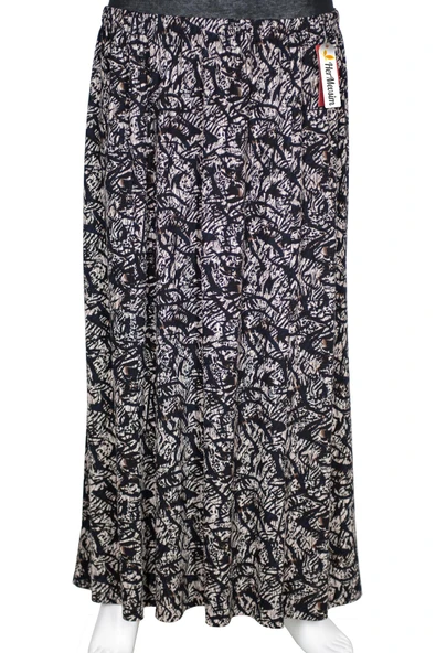 Hesna Kadın Ecem Battal Beden 8 Parça Lastikli Siyah Etek D48