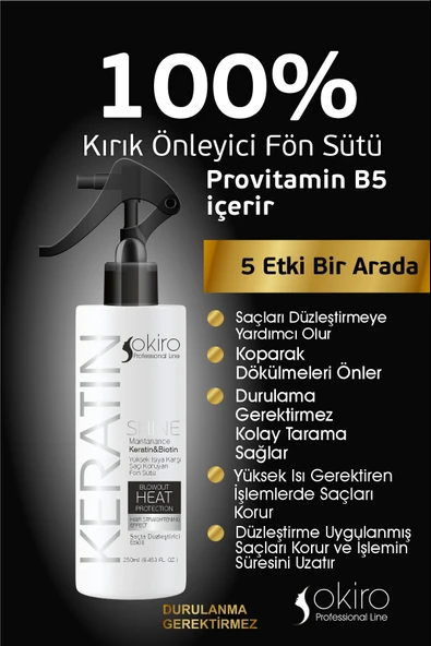 Elose Besleyici Onarıcı Düzleştirici Keratin ve Biotinli Saç Fön Sütü 250 Ml. - 2