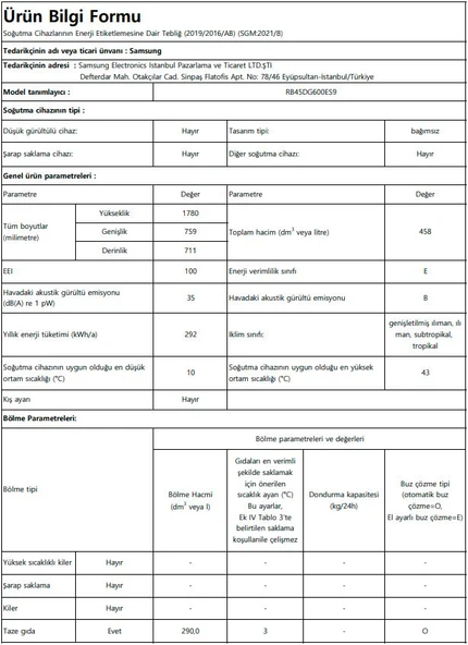 Samsung RB45DG600ES9 458 LT No-Frost Kombi Tipi Buzdolabı - Resim 7