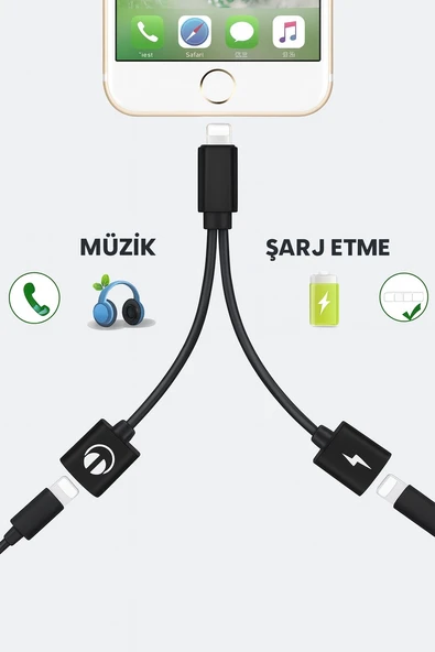 QASUL Lightning Kulaklık Şarj Çoklayıcı iphone  Uyumlu Çevirici Dönüştürücü Adaptör - 2