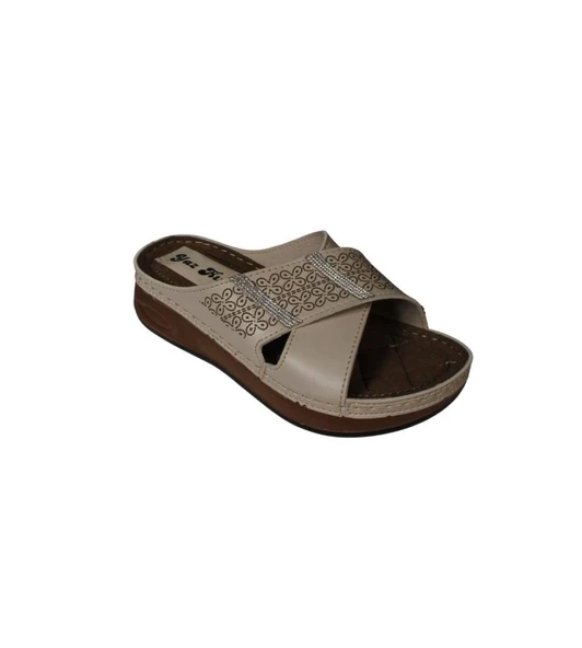 YAZKIŞ Kadın Siyah Ten Üzeri Çapraz Bantlı Taşlı Tabanı Comfort Rahat taban Terlik - Resim 3