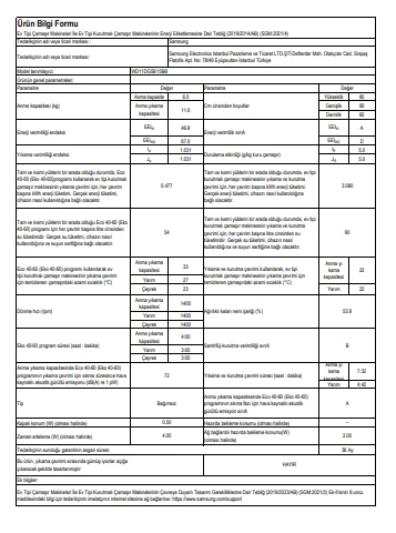 Samsung WD11DG5B15BBAH 11 KG Yıkama + 6 KG Kurutmalı Çamaşır Makinesi Siyah - Resim 5