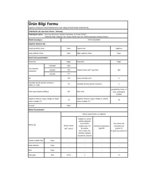 Samsung RT47CG6636WW E Enerji Sınıfı 465 LT No-Frost Çift Kapılı Buzdolabı - Resim 3