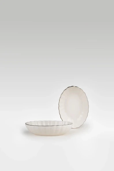 Kütahya Porselen Bone Luz Form Oval Kase Platin File 4 Parça 15cm BNLZF15OKSS2220 - 3