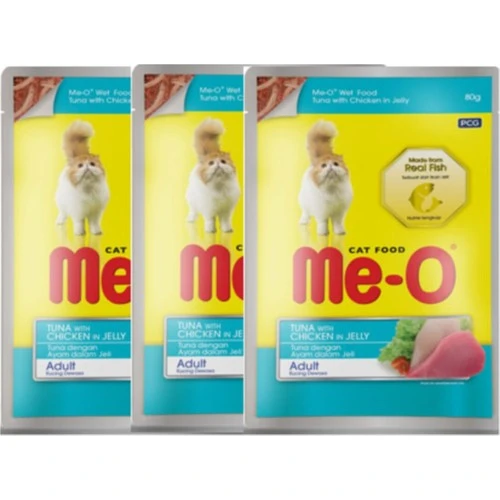 Meo Pouch Jöle İçinde Ton Balıklı Ve Tavuk Parçacıklı Kedi Konservesi 80 Gr ürün görseli 1