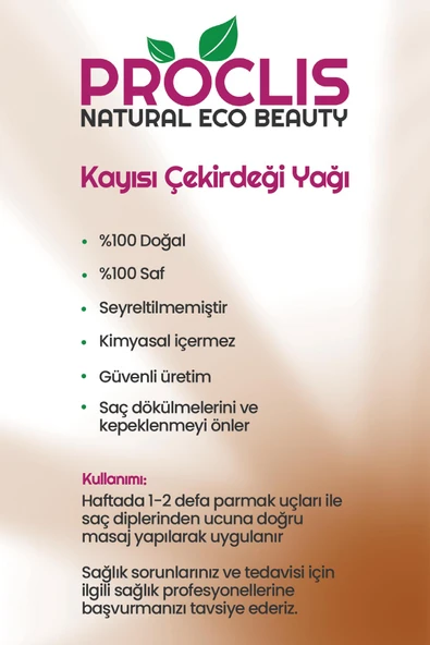 PROCLİS Kayısı Çekirdeği Yağı %100 Doğal Bitkisel Sabit Yağ, Apricot Kernel Oil, Prunus Armeniaca 50 ml - 4