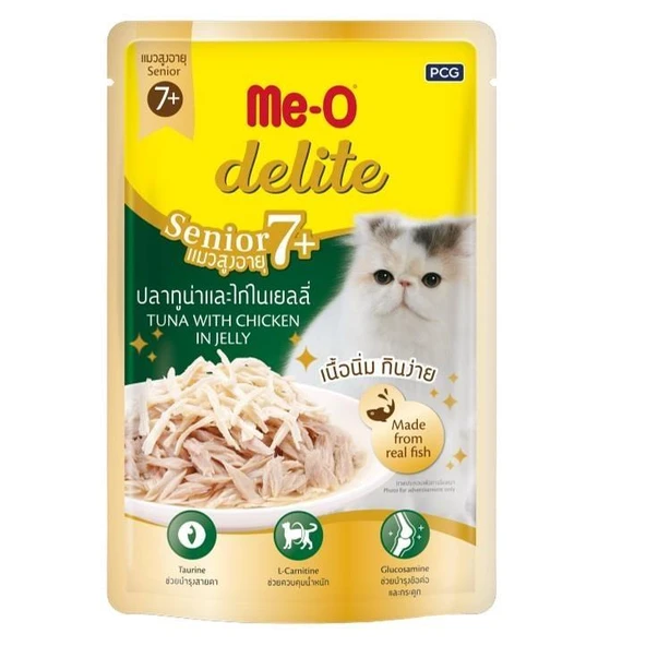 Me-o Delite Ton Balıklı ve Tavuklu Senior Jelly Kedi Yaş Mama 70 Gr ürün görseli 1