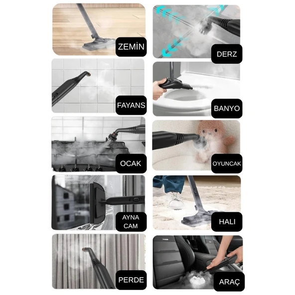 Mieco Stella Deluxe  5 Bar/ 2100W / Çok Fonksiyonlu 20 Parça Buharlı Temizleme Makinası - Beyaz - Resim 3