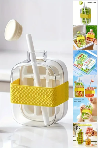 Tilbe Home Yeni Nesil Pipetli Buz Kalıbı Matara Retro Buz Kalıbı Su Şişesi Kapaklı Taşınabilir Buz Küpü 500ml