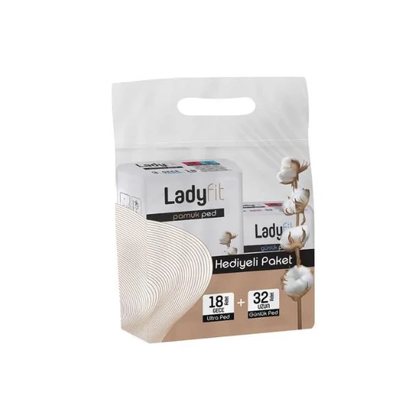 Lady Fit Cotton Ped Hediyeli Paket 18 Adet Gece Ultra Ped + 32 Adet Uzun Günlük Ped - 1