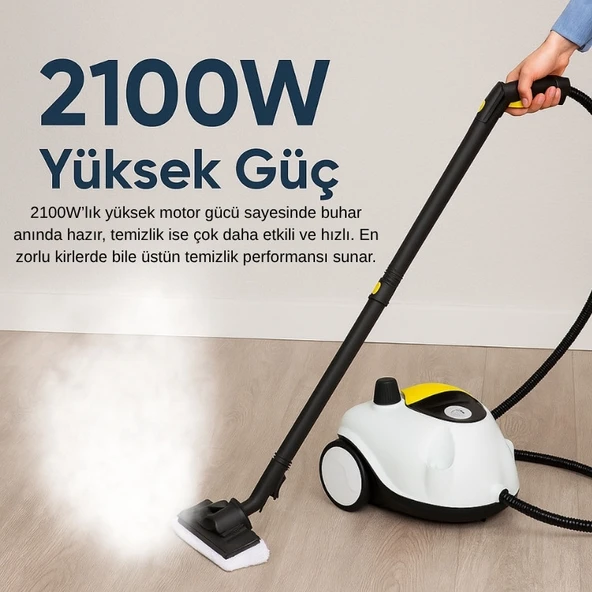 Mieco Stella Deluxe  5 Bar/ 2100W / Çok Fonksiyonlu 20 Parça Buharlı Temizleme Makinası - Beyaz - Resim 8