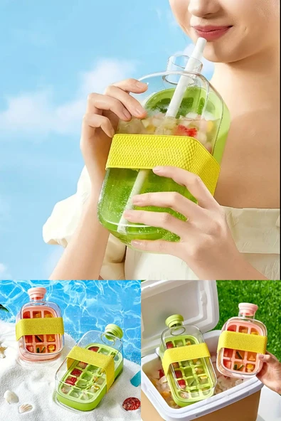 Tilbe Home Yeni Nesil Pipetli Buz Kalıbı Matara Retro Buz Kalıbı Su Şişesi Kapaklı Taşınabilir Buz Küpü 500ml - 4