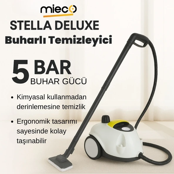 Mieco Stella Deluxe  5 Bar/ 2100W / Çok Fonksiyonlu 20 Parça Buharlı Temizleme Makinası - Beyaz - Resim 2