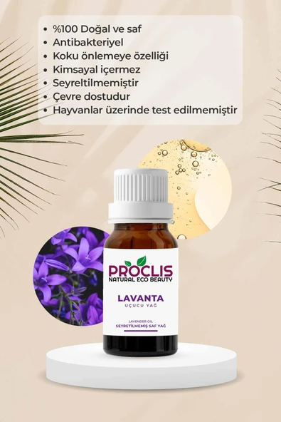 PROCLİS Lavanta Yağı, %100 Doğal Uçucu Yağ, Lavander Oil 10 ml Sprey Başlıklı - Resim 3