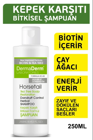 Dermaderm At Kuyruğu Bitkisi ve Çay Ağacı Özlü Bitkisel Formül Kepek Şampuanı 250 ml