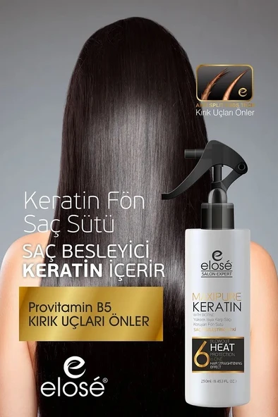 Elose Kırıklara Karşı Etkili Besleyici Onarıcı Keratin ve Biotinli Saç Bakım Fön Sütü 250 ml. - 4