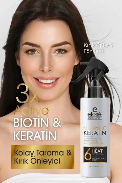 Elose Kırıklara Karşı Etkili Besleyici Onarıcı Keratin ve Biotinli Saç Bakım Fön Sütü 250 ml. - 3