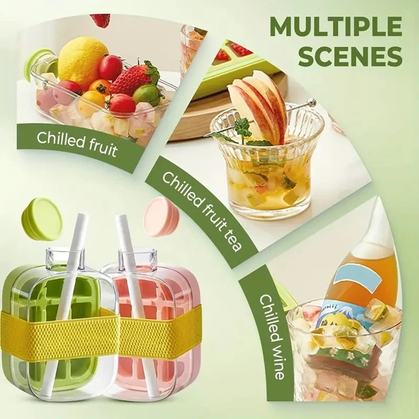 Tilbe Home Yeni Nesil Pipetli Buz Kalıbı Matara Buz Kalıbı Retro Su Şişesi Kapaklı Taşınabilir Buz Küpü 500ml - 5