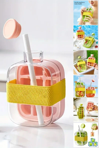 Tilbe Home Yeni Nesil Pipetli Buz Kalıbı Matara Buz Kalıbı Retro Su Şişesi Kapaklı Taşınabilir Buz Küpü 500ml
