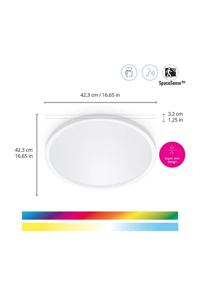 Wiz SuperSlim 22W Beyaz Sıva Üstü RGB Akıllı LED Yuvarlak Panel Tavan Armatürü 42 cm çapında 2600 Lumen - 2