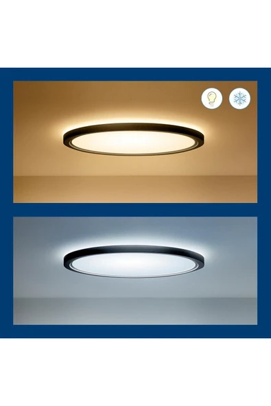 Wiz SuperSlim 32W Siyah Sıva Üstü RGB Akıllı LED Yuvarlak Panel Tavan Armatürü 55 cm çapında 3750 Lumen - 3