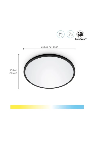 Wiz Superslim 32w Siyah Sıva Üstü Sarı-beyaz Akıllı Led Yuvarlak Panel Tavan Armatürü 55cm 3750 Lumen - 2