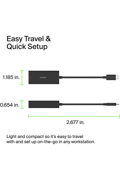 Belkin USB-C - 2,5 GB Ethernet adaptörü, USB IF sertifikalı Thunderbolt 3 ve 4/USB-C LAN - Resim 3