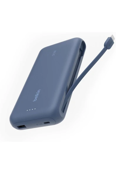 Belkin BoostCharge Powerbank, 20K Entegre Kablolu Taşınabilir Güç Kaynağı, 30 W Hızlı Şarj, USB-C ürün görseli 1