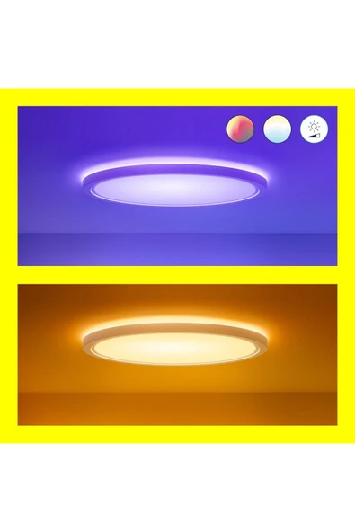Wiz SuperSlim 22W Beyaz Sıva Üstü RGB Akıllı LED Yuvarlak Panel Tavan Armatürü 42 cm çapında 2600 Lumen - 4