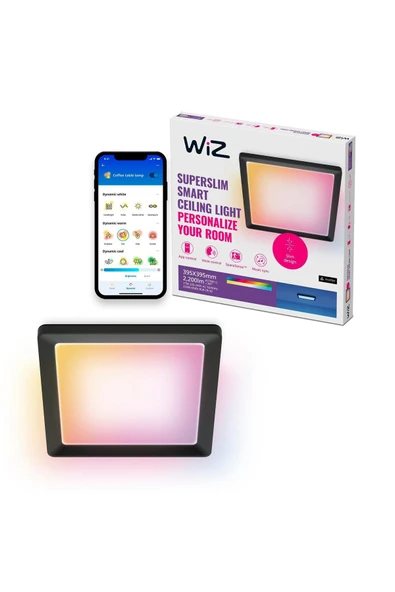 Wiz Siyah Akıllı Sıva Üstü RGB Kare Panel Tavan Armatürü 17W - 1