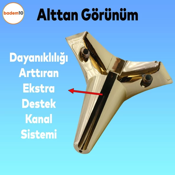 Aspen Mobilya Kanepe Sehpa Puf Koltuk Ünite Ayağı Gold Altın Baza Ayak 12 Cm (4 ADET) - 6