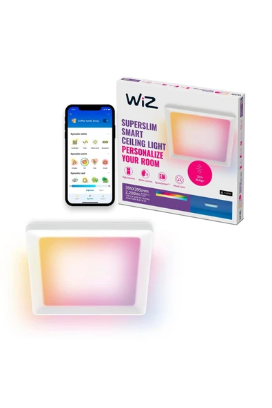 Wiz Beyaz Akıllı Sıva Üstü RGB Kare Panel Tavan Armatürü 17W ürün görseli