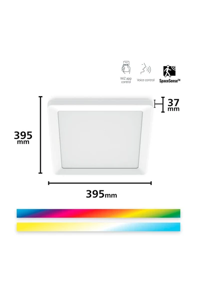 Wiz Beyaz Akıllı Sıva Üstü RGB Kare Panel Tavan Armatürü 17W - Resim 2