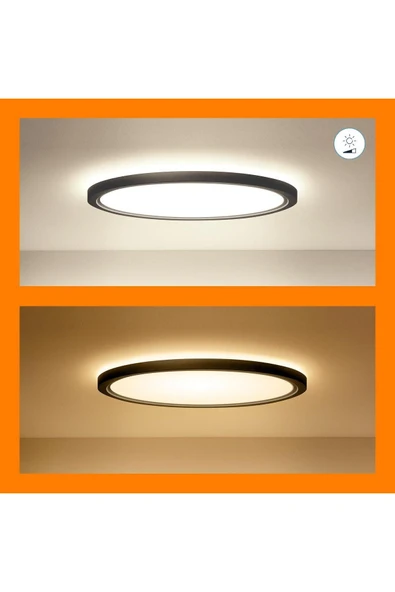 Wiz SuperSlim 22W Siyah Sıva Üstü RGB Akıllı LED Yuvarlak Panel Tavan Armatürü 42 cm çapında 2600 Lumen - 5