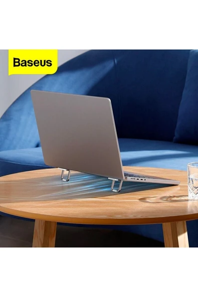 Baseus Katlanabilir Portatif Macbook Dizüstü Bilgisayar Laptop Stand Ayağı Gümüş - 6
