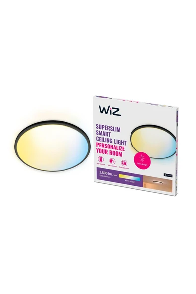 Wiz Superslim 32w Siyah Sıva Üstü Sarı-beyaz Akıllı Led Yuvarlak Panel Tavan Armatürü 55cm 3750 Lumen - 1