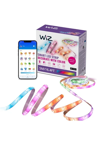 Wiz RGBIC 5 Metre Akıllı Led Şerit (16 Milyon Renk, Wi-Fi Kontrollü) - Google Home, Alexa and HomeKit ürün görseli
