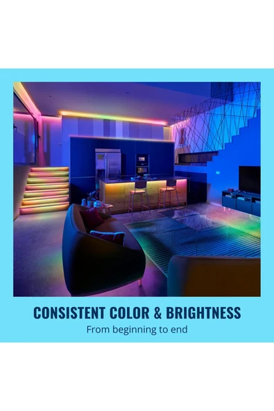 Wiz RGBIC 10 Metre Akıllı Led Şerit (16 Milyon Renk, Wi-Fi Kontrollü) - Google Home, Alexa and HomeKit - 4