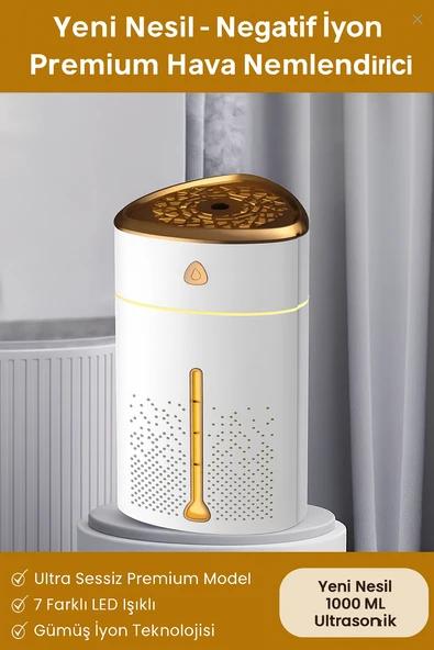 1000 ML Ultrasonik Hava Nemlendirici Işıklı Buhar Makinesi Ve Renkli Gece Lambası