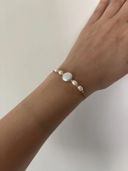 Dorikalı Doğal İncili Şans Bilekliği - Resim 2