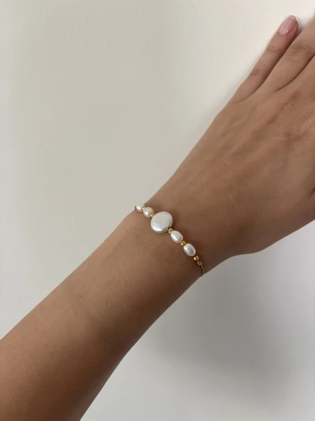 Dorikalı Doğal İncili Şans Bilekliği - Resim 4