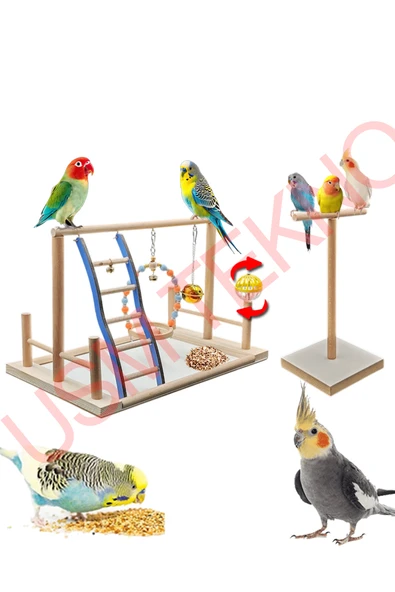 Kuş Oyuncağı Kuş Oyun Parkı Muhabbet Kuşu Papağan Oyun Parkuru Kuş Salıncağı - Resim 4